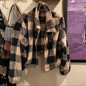 Gingham Plush Cropped jacket